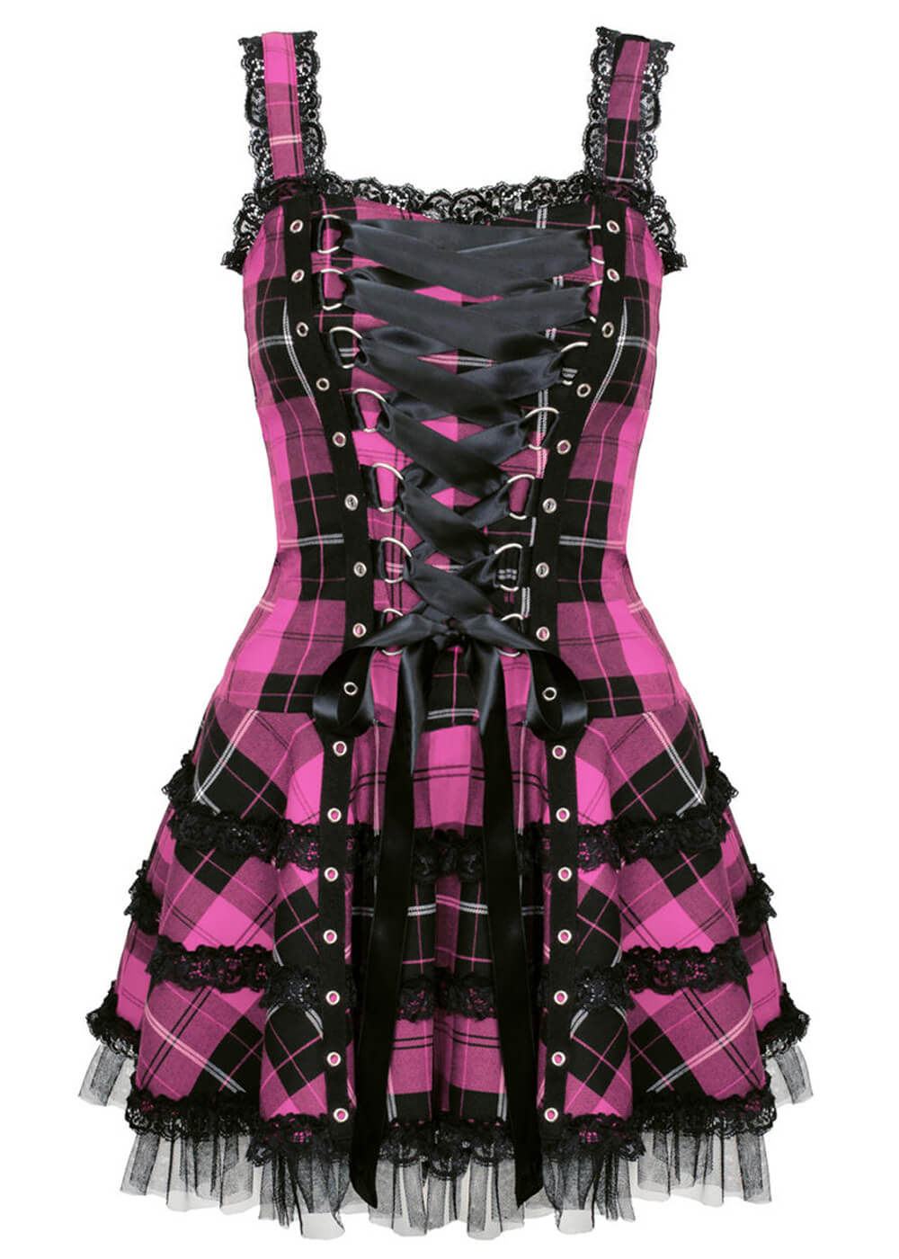 hell bunny dress corset Harley Tartan Dress, Gothic/Punk Style and skirt layers Hell Bunny Plus Size Sky